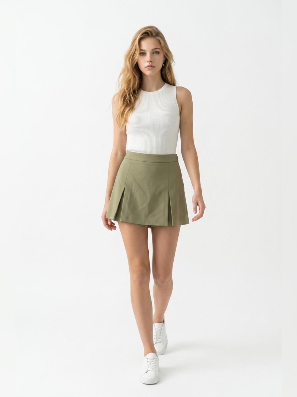 NWT - Dynamite Olive Green Pleated Skort - Size 00